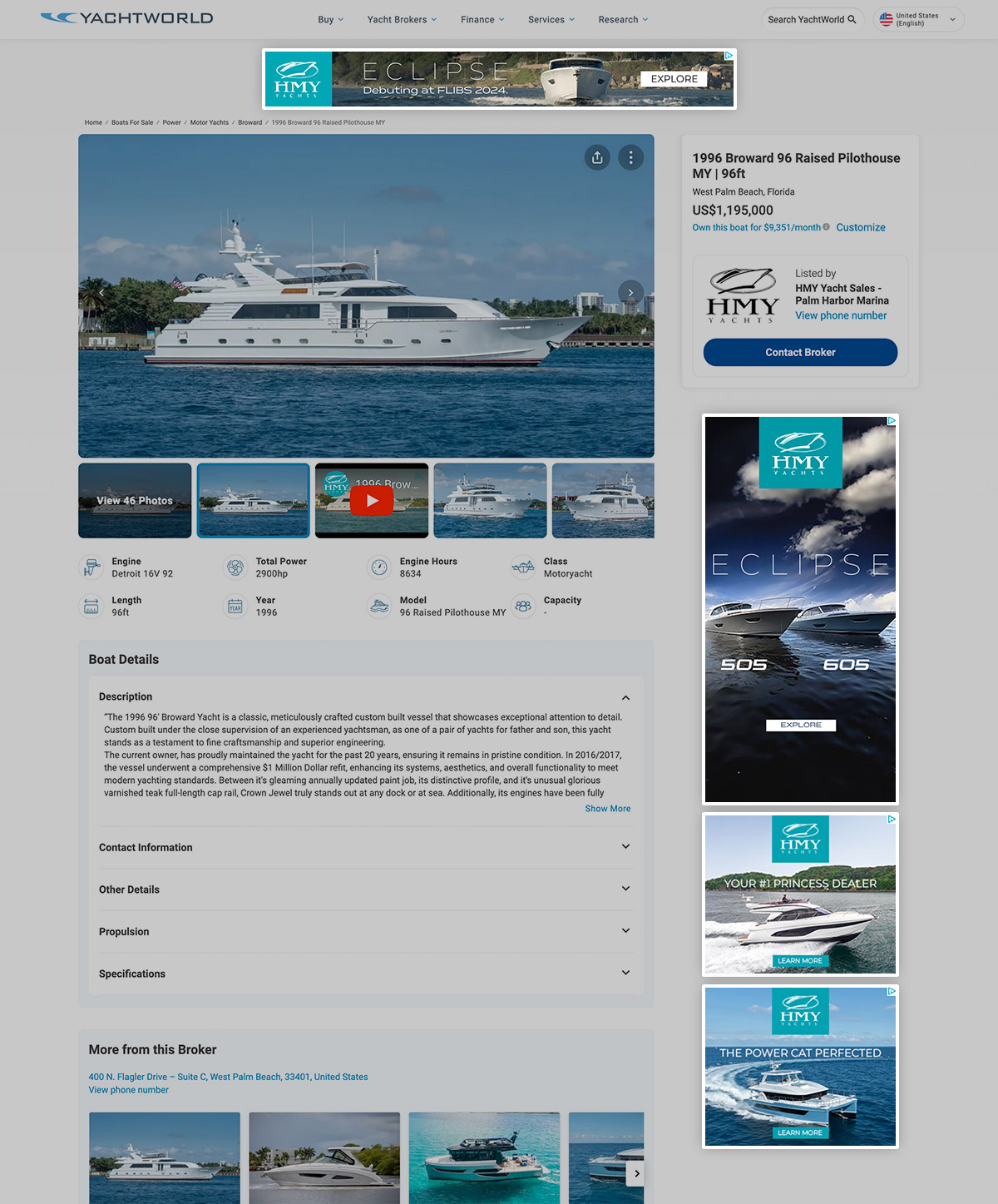 YachtWorld BDP displaying ad positions